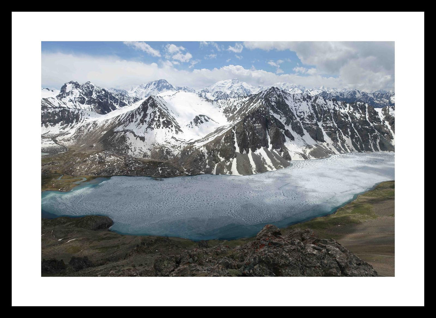 Ala-Kul Lake and the Terskey Alatau Mountains (Issyk-Kul, June 2018) Framed Art Print