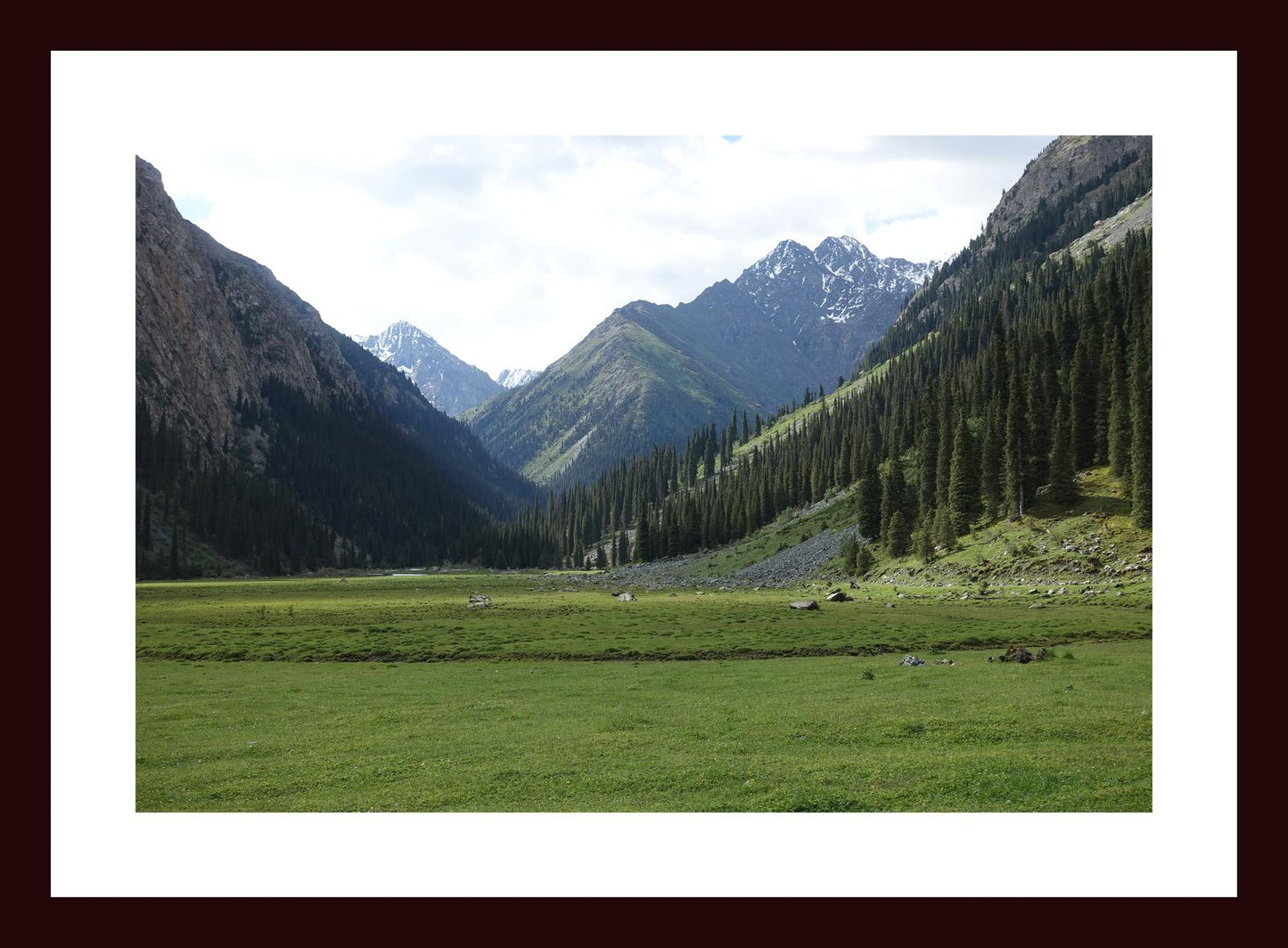Karakol Valley and the mountains beyond (Issyk-Kul, June 2018) Framed Art Print