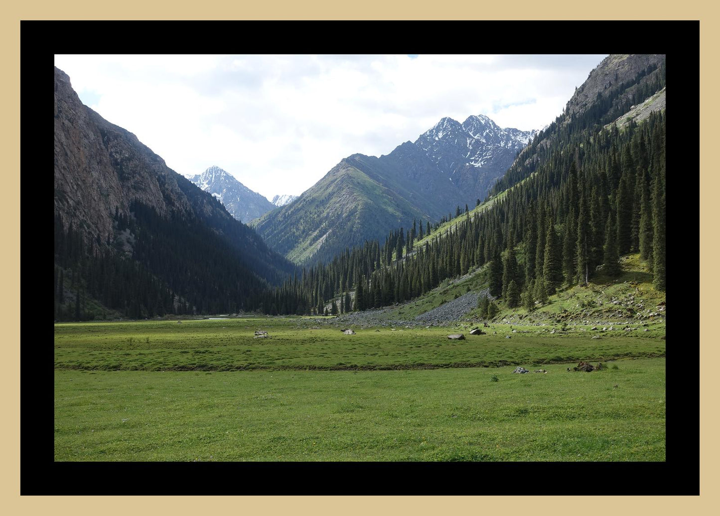 Karakol Valley and the mountains beyond (Issyk-Kul, June 2018) Framed Art Print