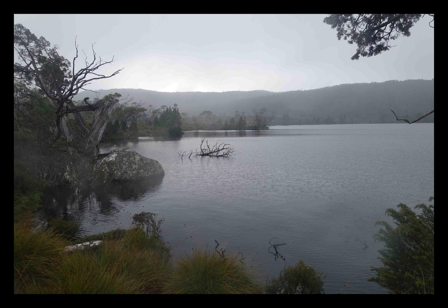 Lake Windermere on a cold, dark day (May 2019) Framed Art Print
