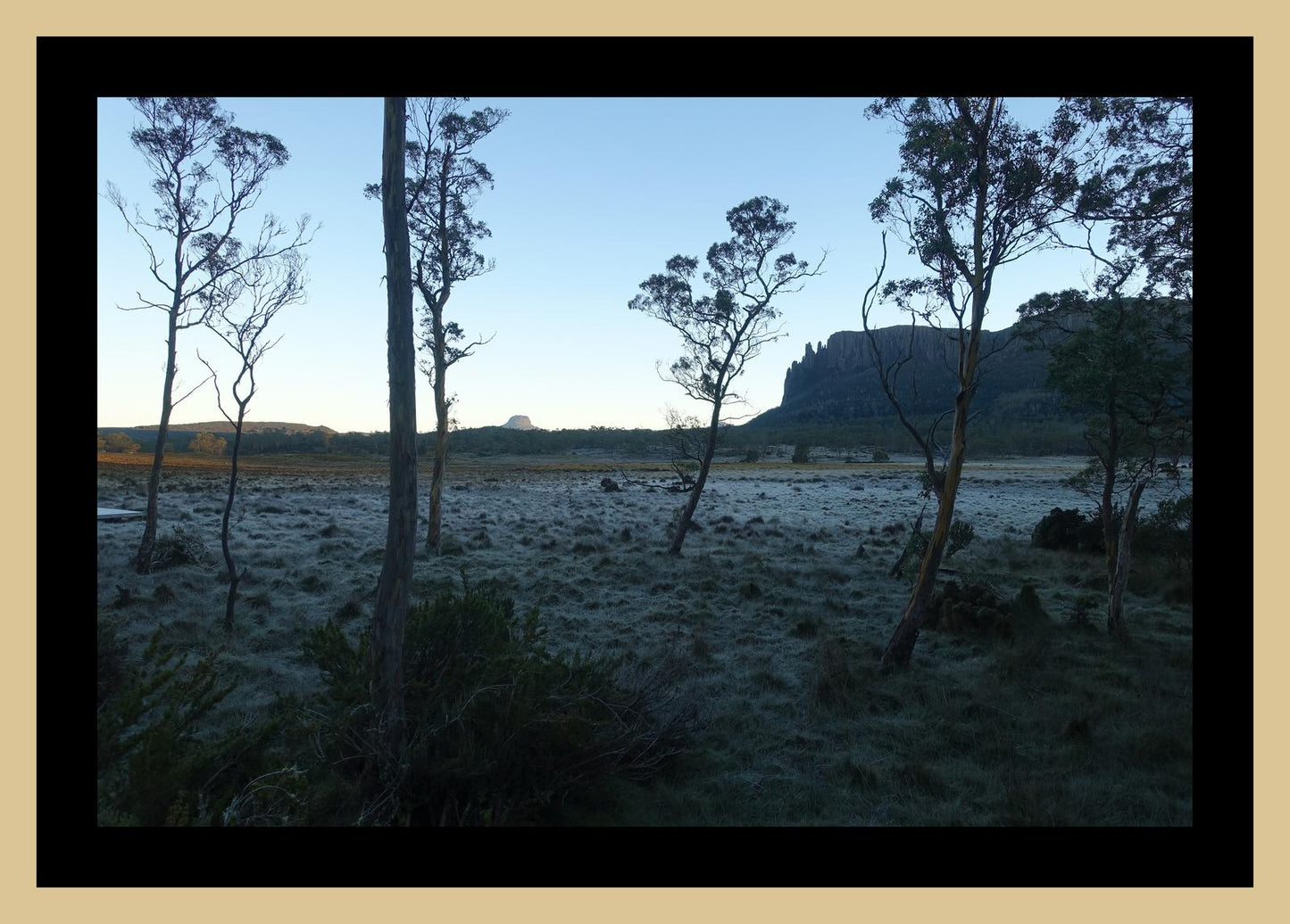 Mount Oakleigh at dawn (Tasmania, May 2019) Framed Art Print