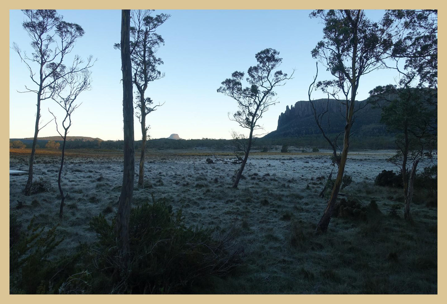 Mount Oakleigh at dawn (Tasmania, May 2019) Framed Art Print