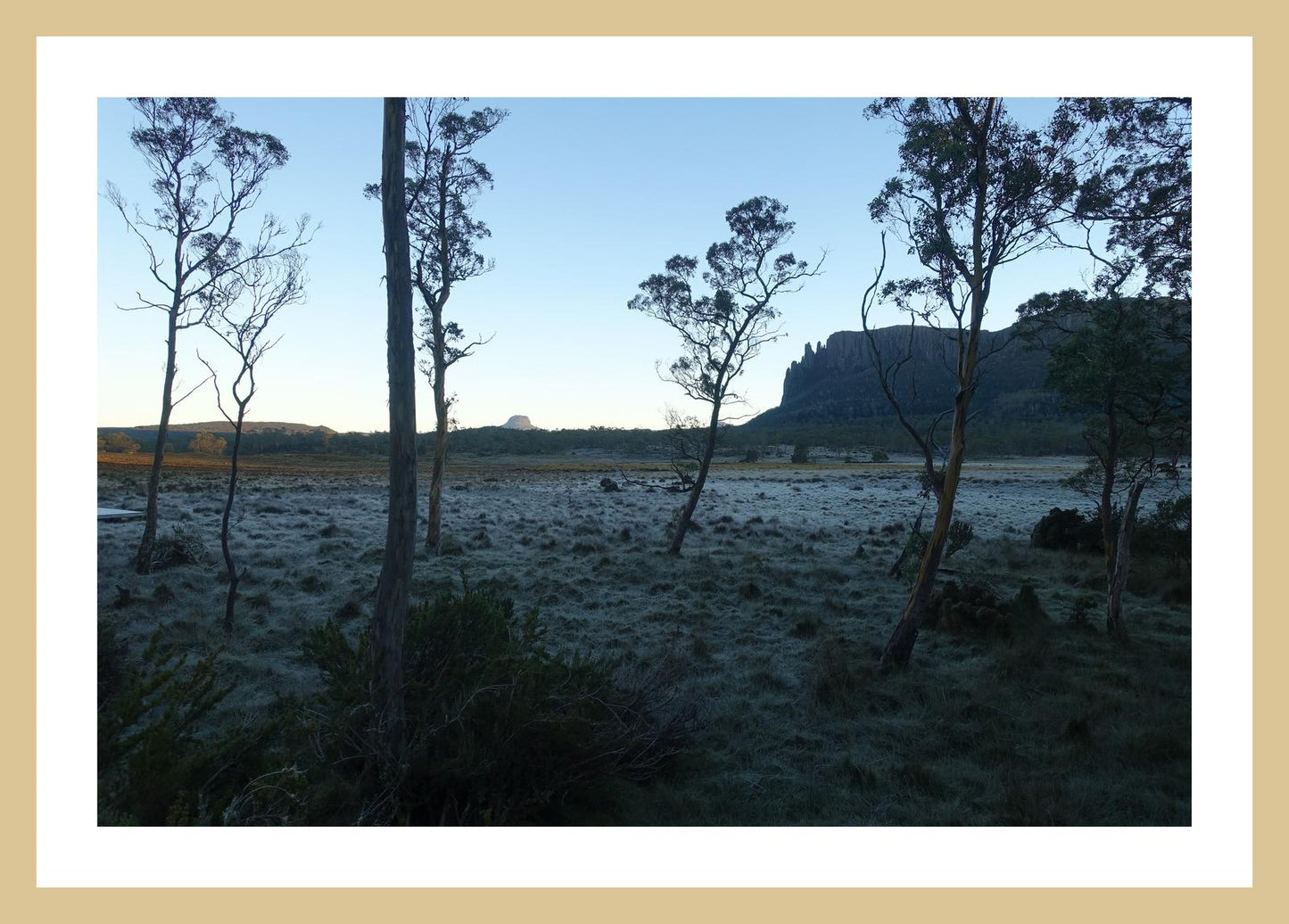 Mount Oakleigh at dawn (Tasmania, May 2019) Framed Art Print