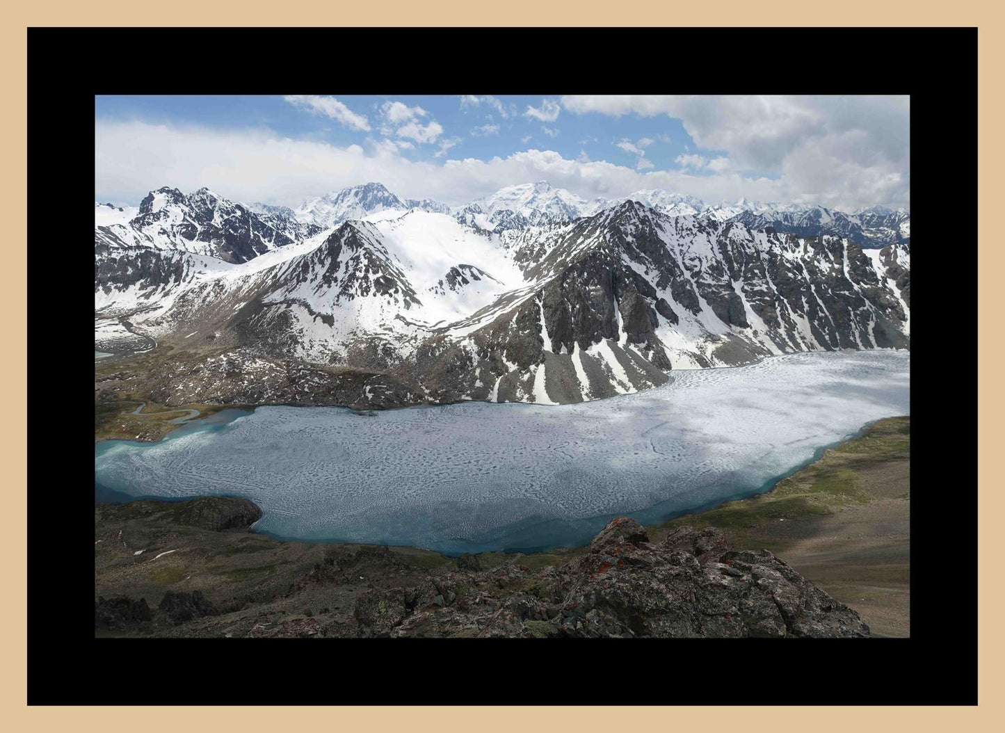 Ala-Kul Lake and the Terskey Alatau Mountains (Issyk-Kul, June 2018) Framed Art Print