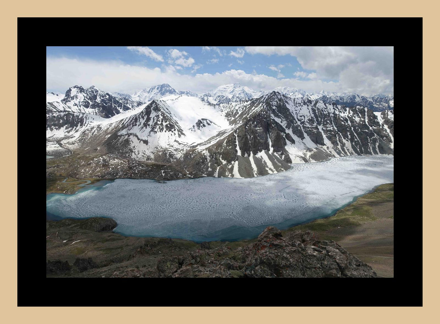 Ala-Kul Lake and the Terskey Alatau Mountains (Issyk-Kul, June 2018) Framed Art Print