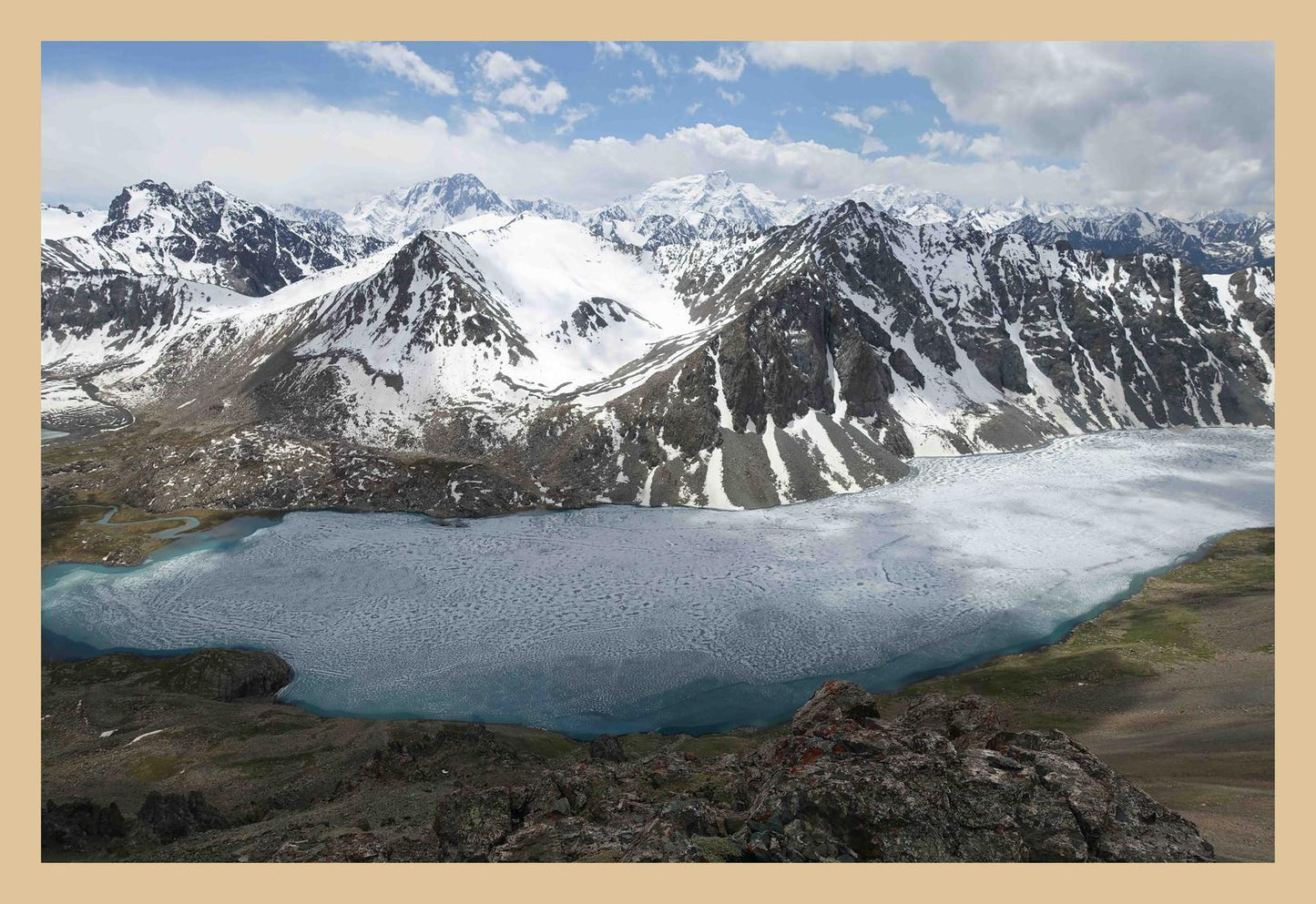 Ala-Kul Lake and the Terskey Alatau Mountains (Issyk-Kul, June 2018) Framed Art Print