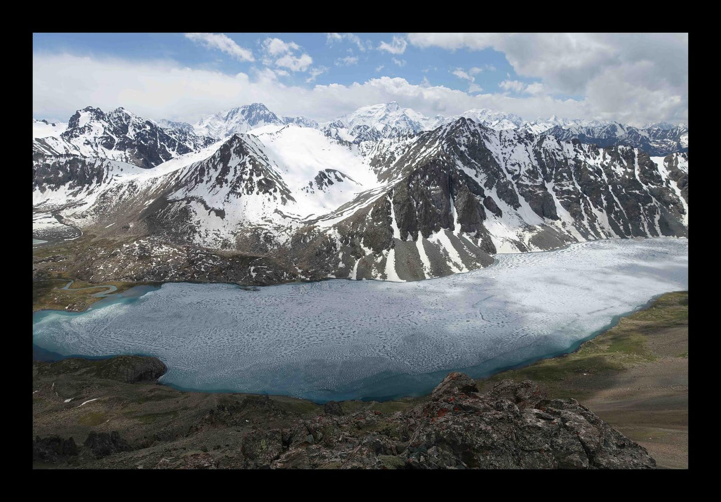 Ala-Kul Lake and the Terskey Alatau Mountains (Issyk-Kul, June 2018) Framed Art Print