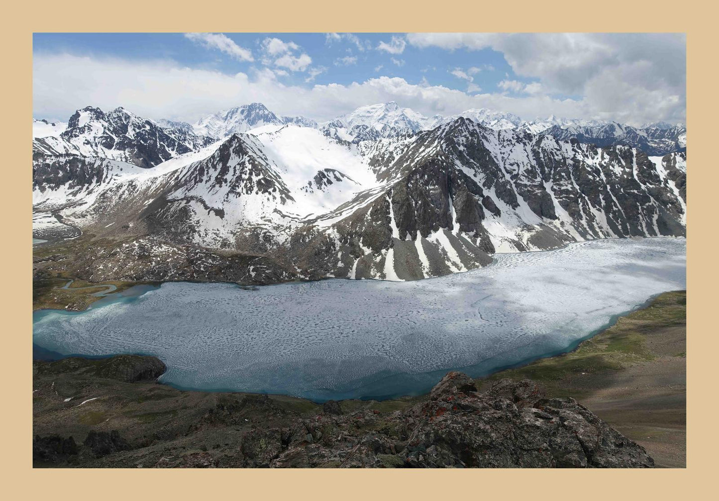 Ala-Kul Lake and the Terskey Alatau Mountains (Issyk-Kul, June 2018) Framed Art Print