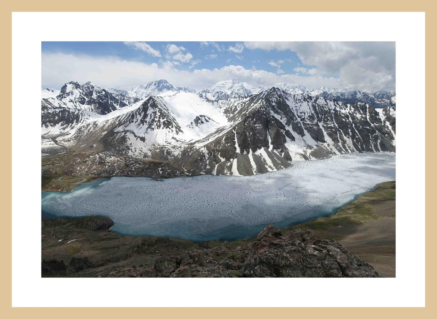 Ala-Kul Lake and the Terskey Alatau Mountains (Issyk-Kul, June 2018) Framed Art Print