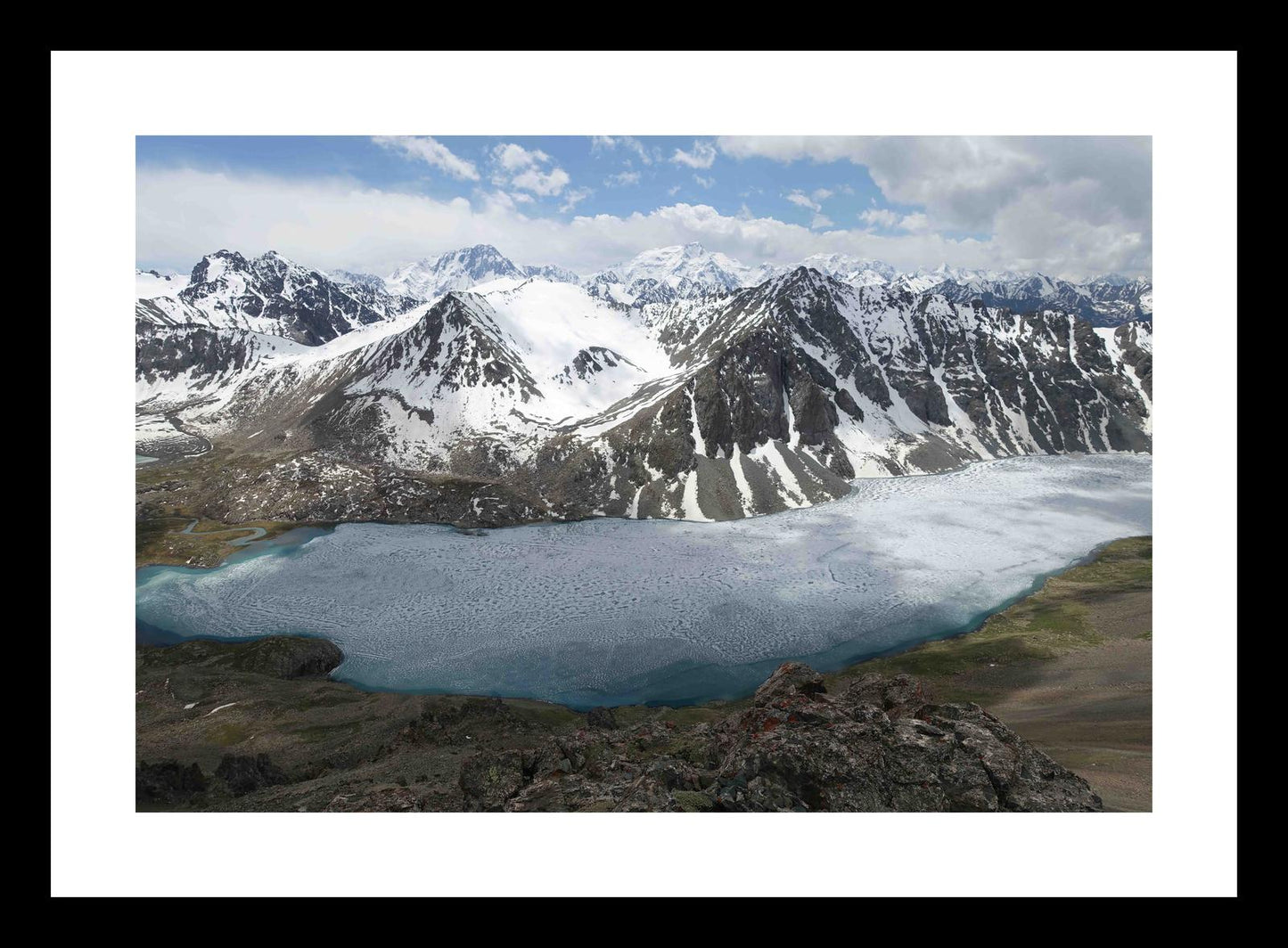 Ala-Kul Lake and the Terskey Alatau Mountains (Issyk-Kul, June 2018) Framed Art Print