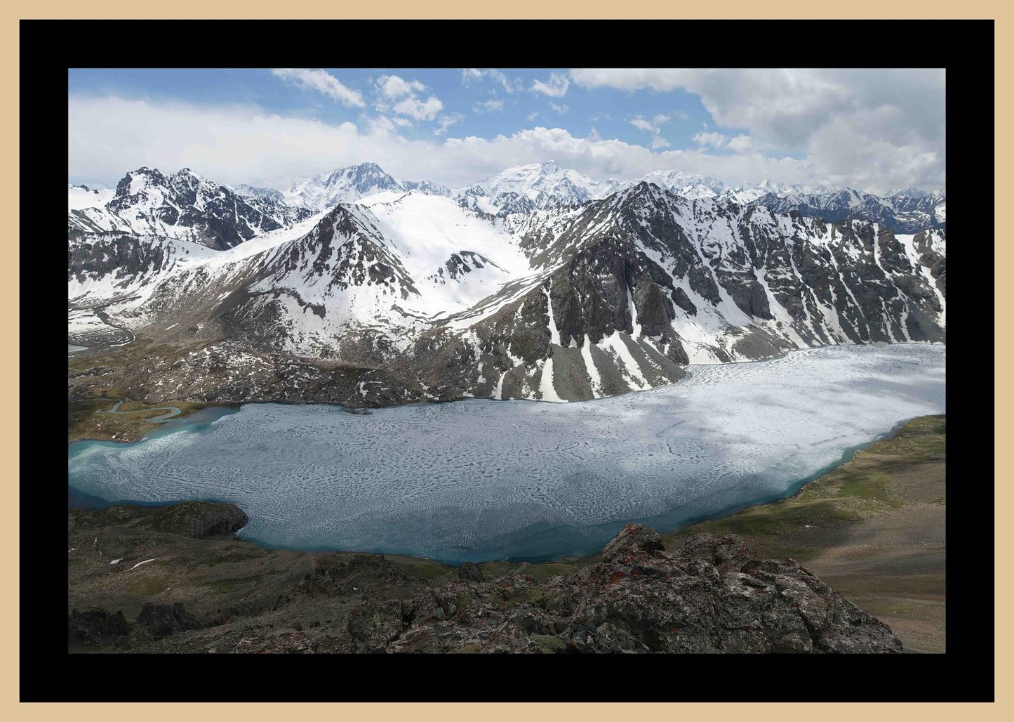 Ala-Kul Lake and the Terskey Alatau Mountains (Issyk-Kul, June 2018) Framed Art Print