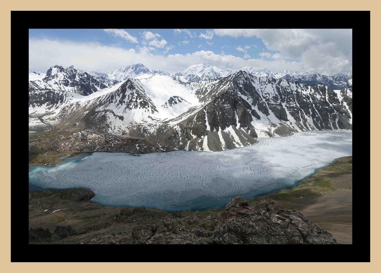 Ala-Kul Lake and the Terskey Alatau Mountains (Issyk-Kul, June 2018) Framed Art Print