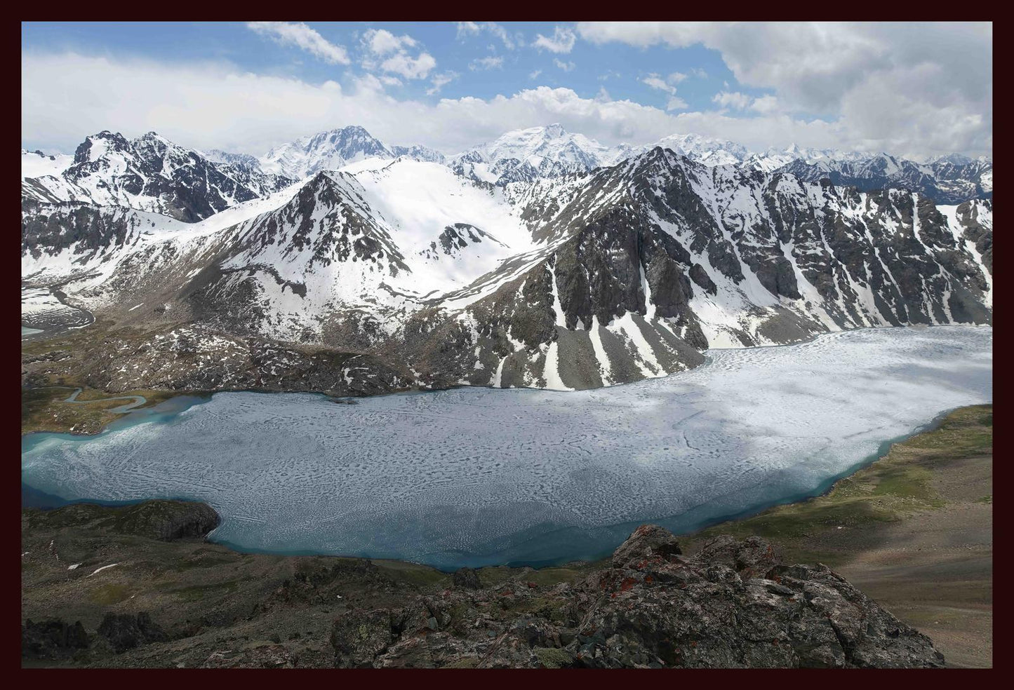 Ala-Kul Lake and the Terskey Alatau Mountains (Issyk-Kul, June 2018) Framed Art Print