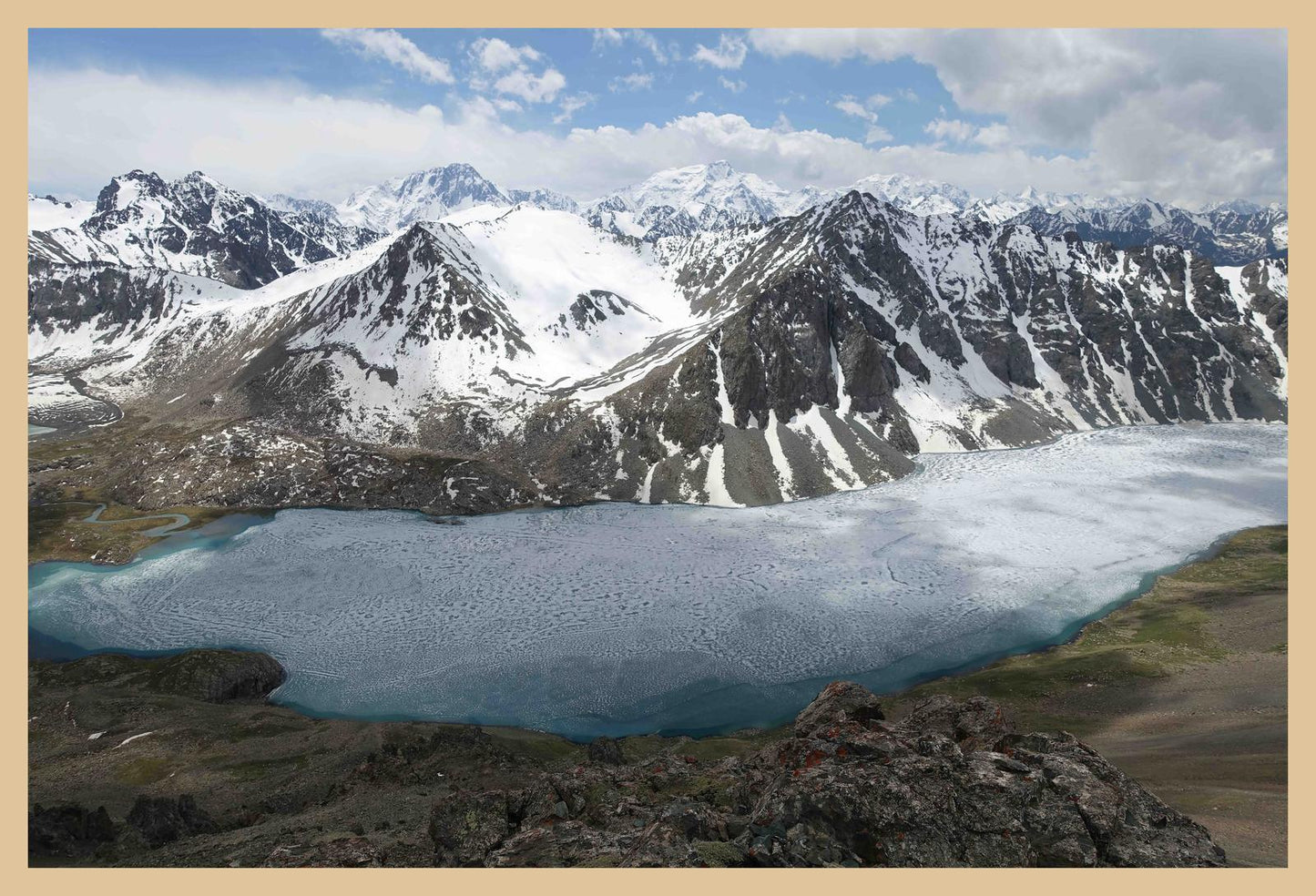 Ala-Kul Lake and the Terskey Alatau Mountains (Issyk-Kul, June 2018) Framed Art Print