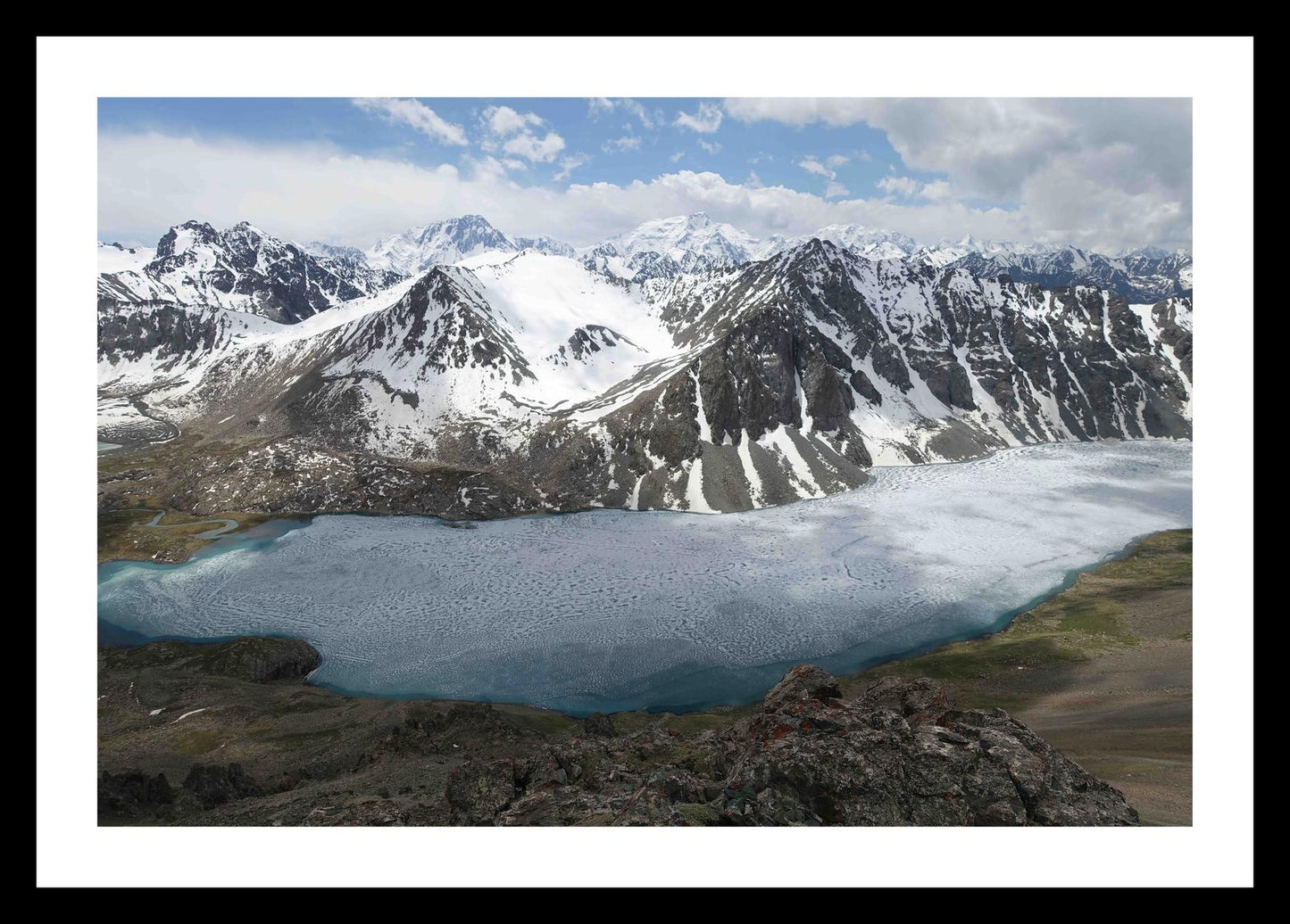 Ala-Kul Lake and the Terskey Alatau Mountains (Issyk-Kul, June 2018) Framed Art Print