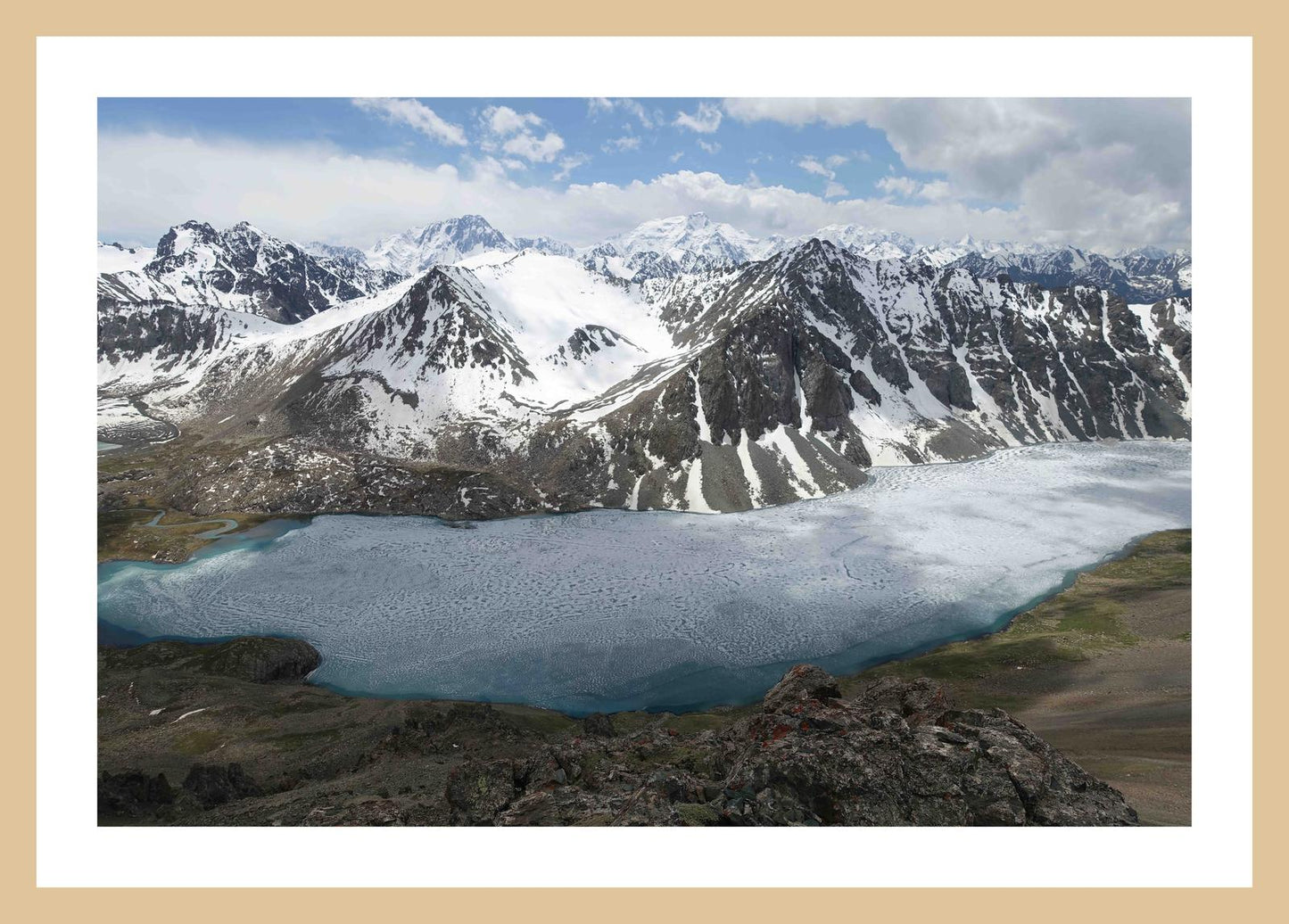 Ala-Kul Lake and the Terskey Alatau Mountains (Issyk-Kul, June 2018) Framed Art Print