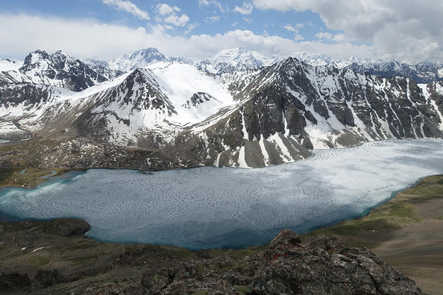 Ala-Kul Lake and the Terskey Alatau Mountains (Issyk-Kul, June 2018) Framed Art Print