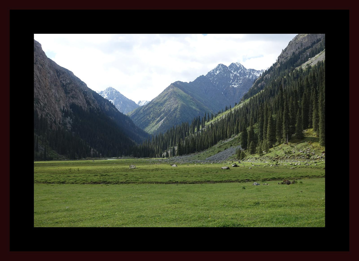 Karakol Valley and the mountains beyond (Issyk-Kul, June 2018) Framed Art Print