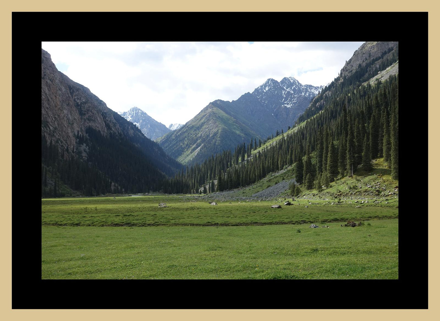 Karakol Valley and the mountains beyond (Issyk-Kul, June 2018) Framed Art Print