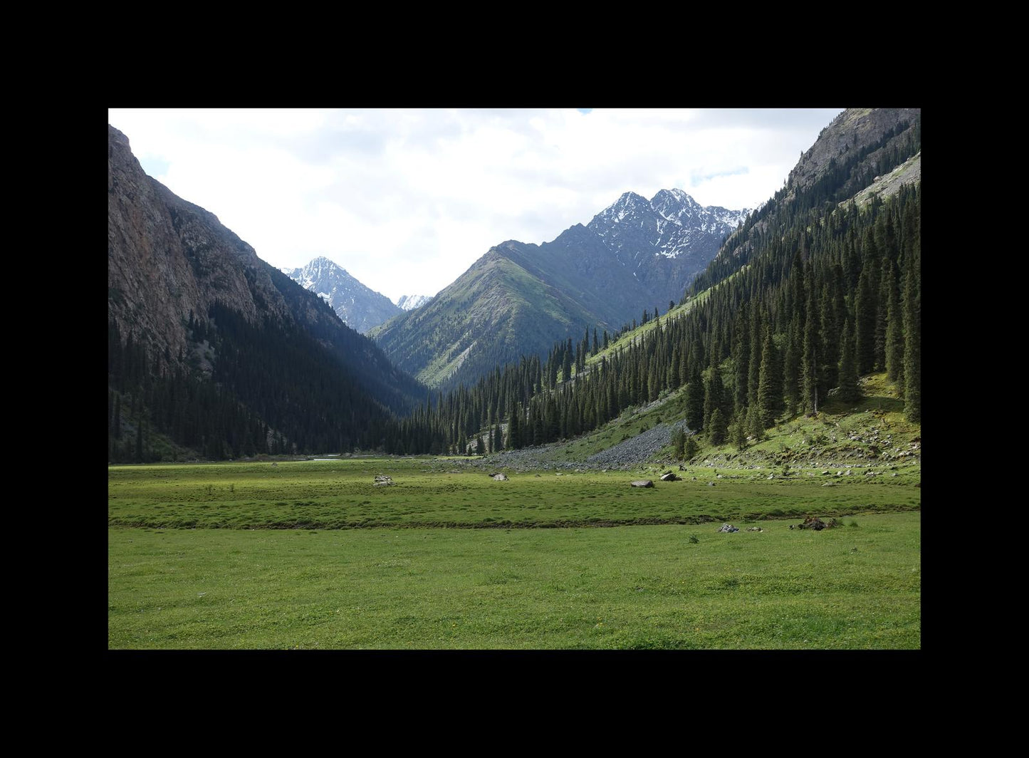 Karakol Valley and the mountains beyond (Issyk-Kul, June 2018) Framed Art Print