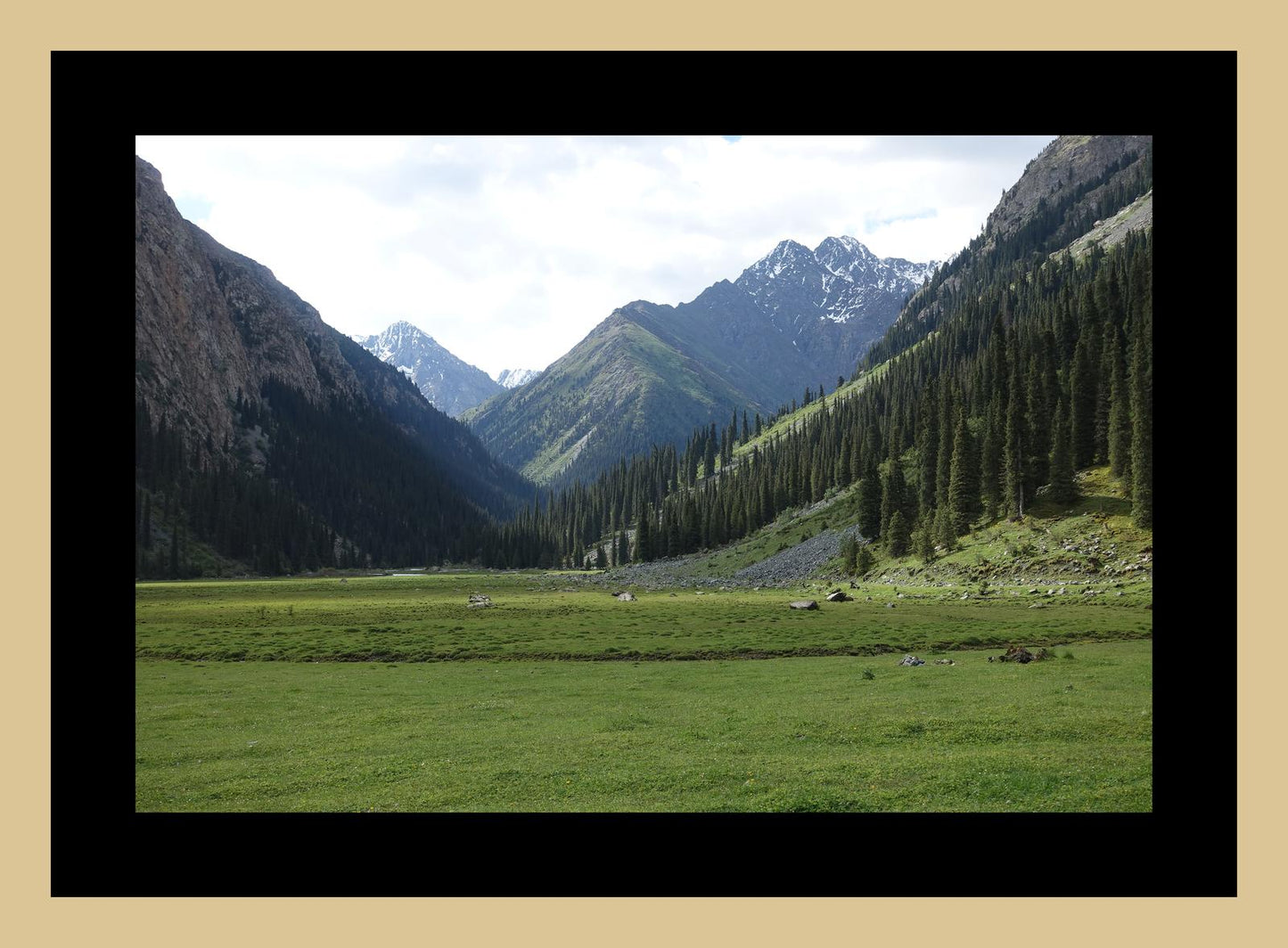 Karakol Valley and the mountains beyond (Issyk-Kul, June 2018) Framed Art Print