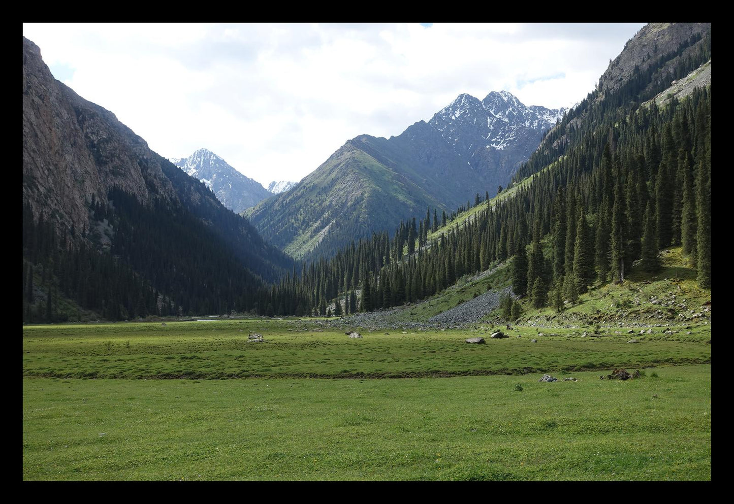 Karakol Valley and the mountains beyond (Issyk-Kul, June 2018) Framed Art Print