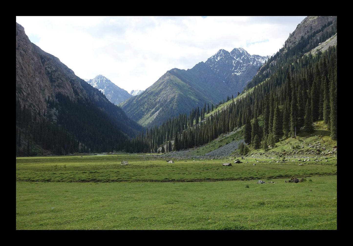 Karakol Valley and the mountains beyond (Issyk-Kul, June 2018) Framed Art Print