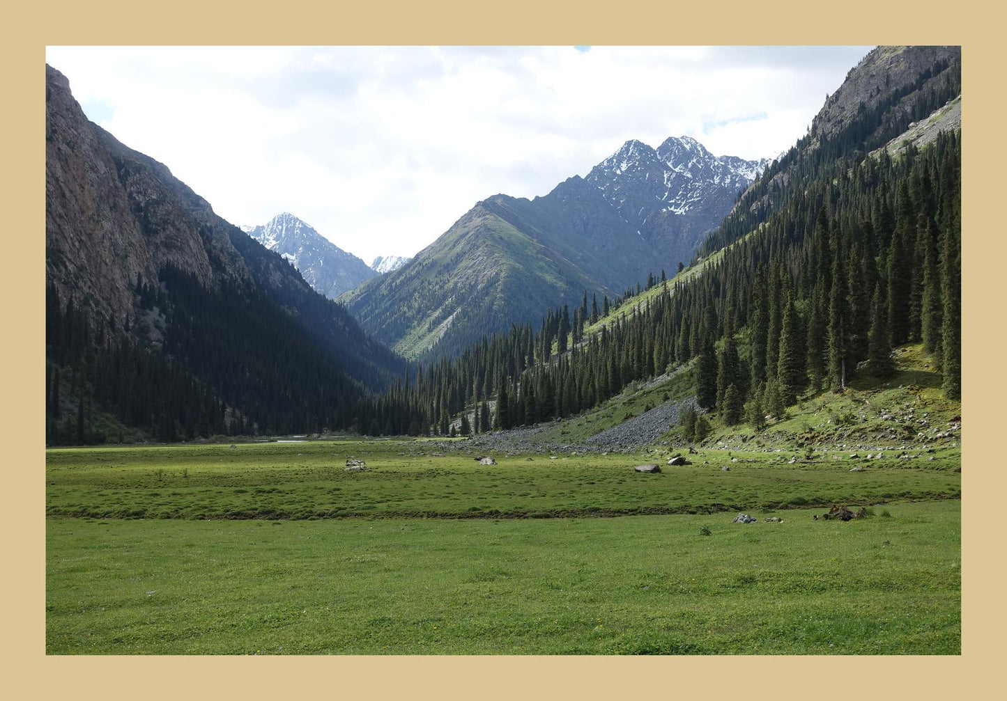 Karakol Valley and the mountains beyond (Issyk-Kul, June 2018) Framed Art Print