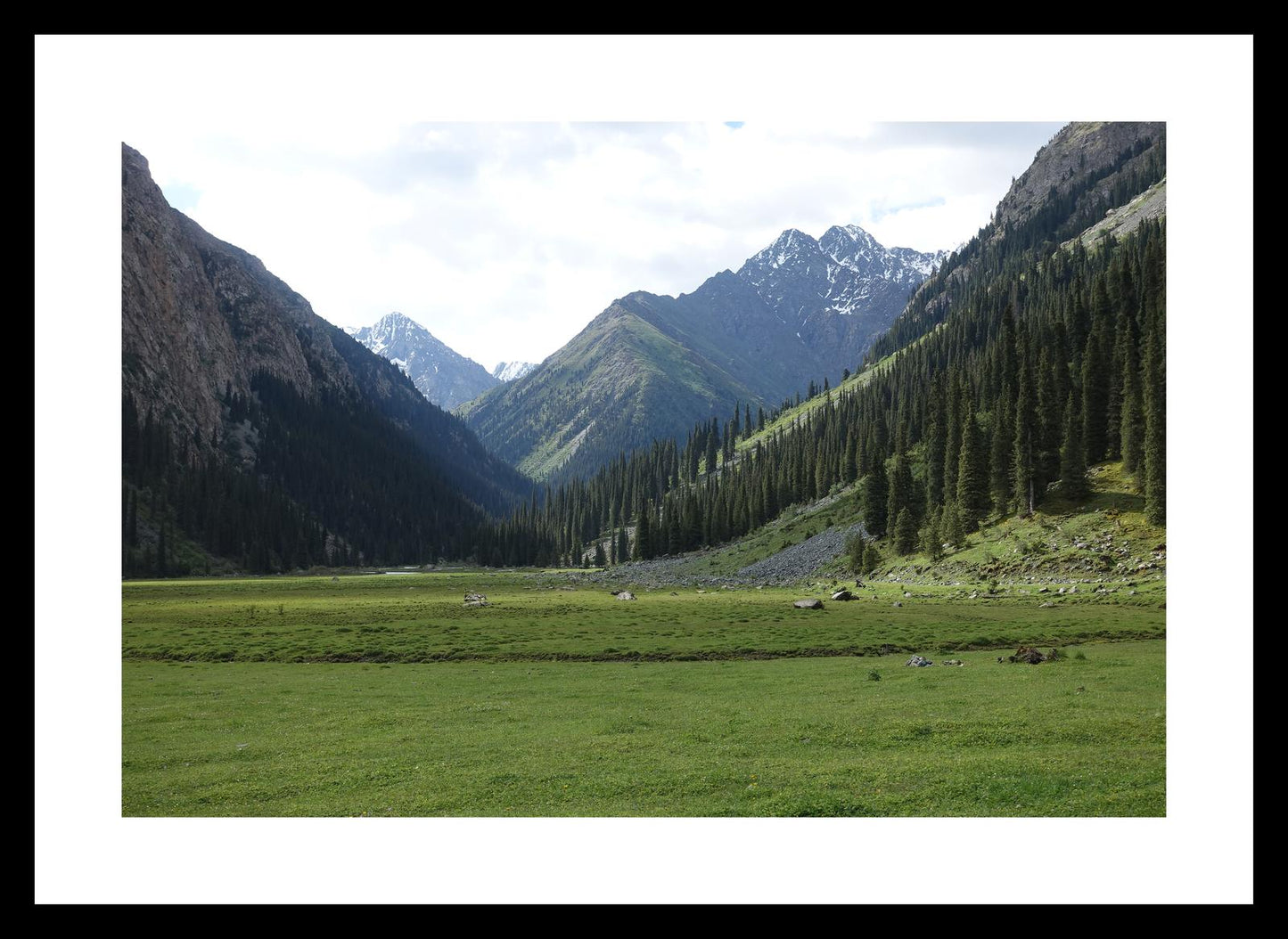 Karakol Valley and the mountains beyond (Issyk-Kul, June 2018) Framed Art Print