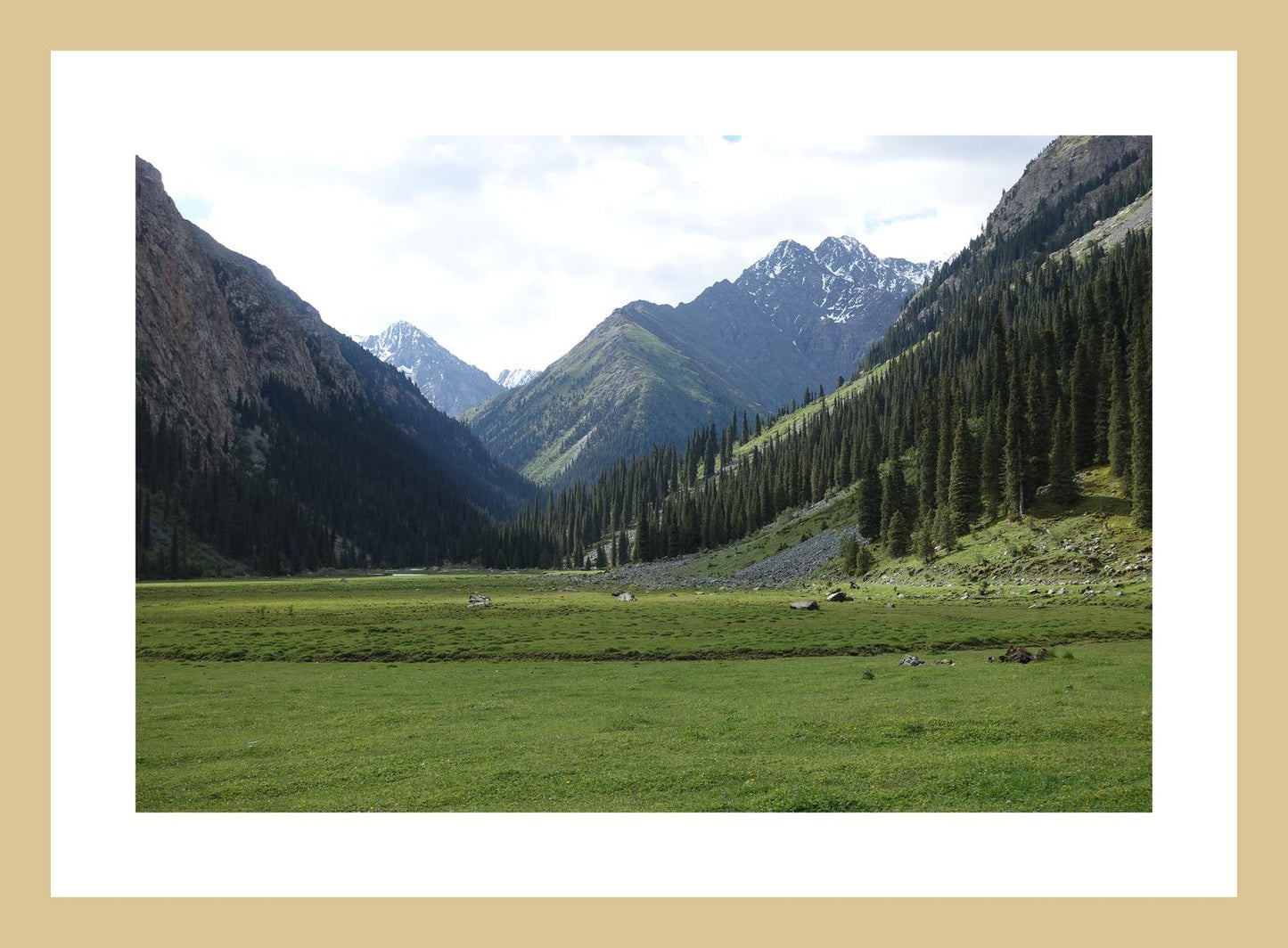 Karakol Valley and the mountains beyond (Issyk-Kul, June 2018) Framed Art Print