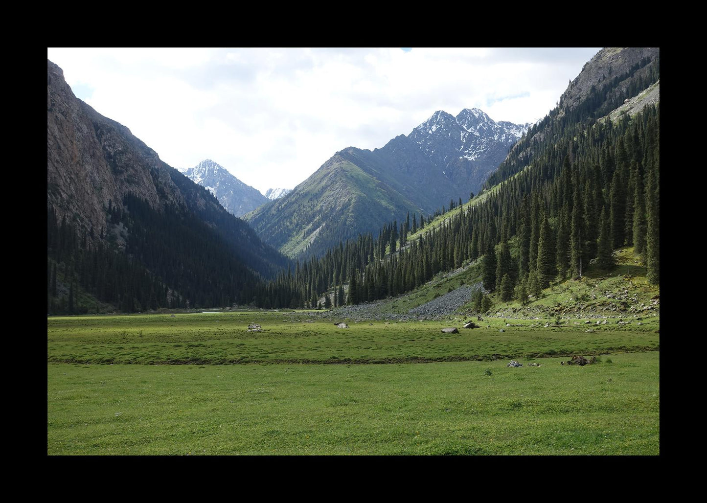 Karakol Valley and the mountains beyond (Issyk-Kul, June 2018) Framed Art Print