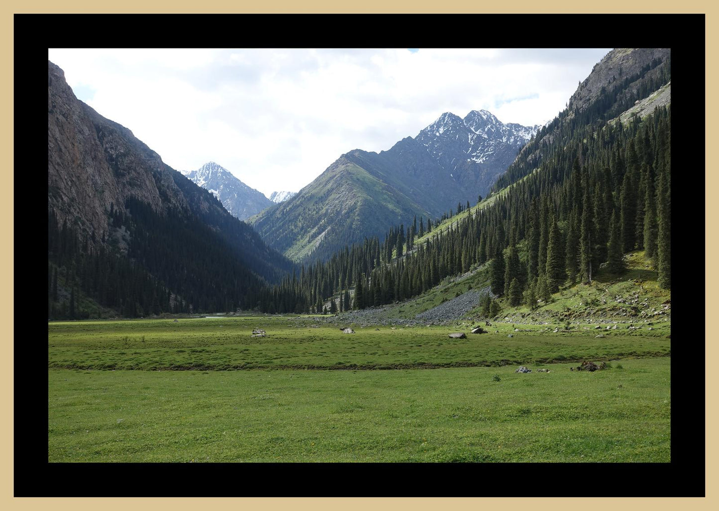 Karakol Valley and the mountains beyond (Issyk-Kul, June 2018) Framed Art Print