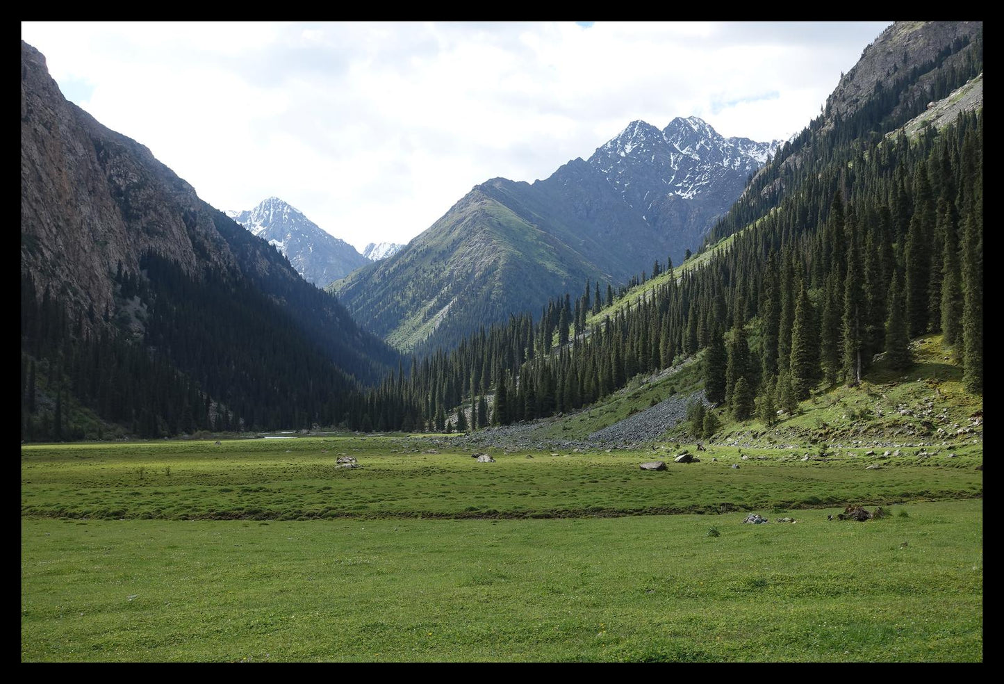 Karakol Valley and the mountains beyond (Issyk-Kul, June 2018) Framed Art Print