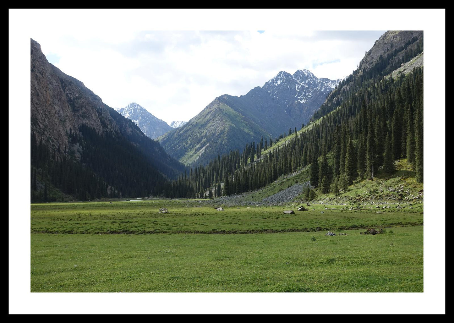 Karakol Valley and the mountains beyond (Issyk-Kul, June 2018) Framed Art Print