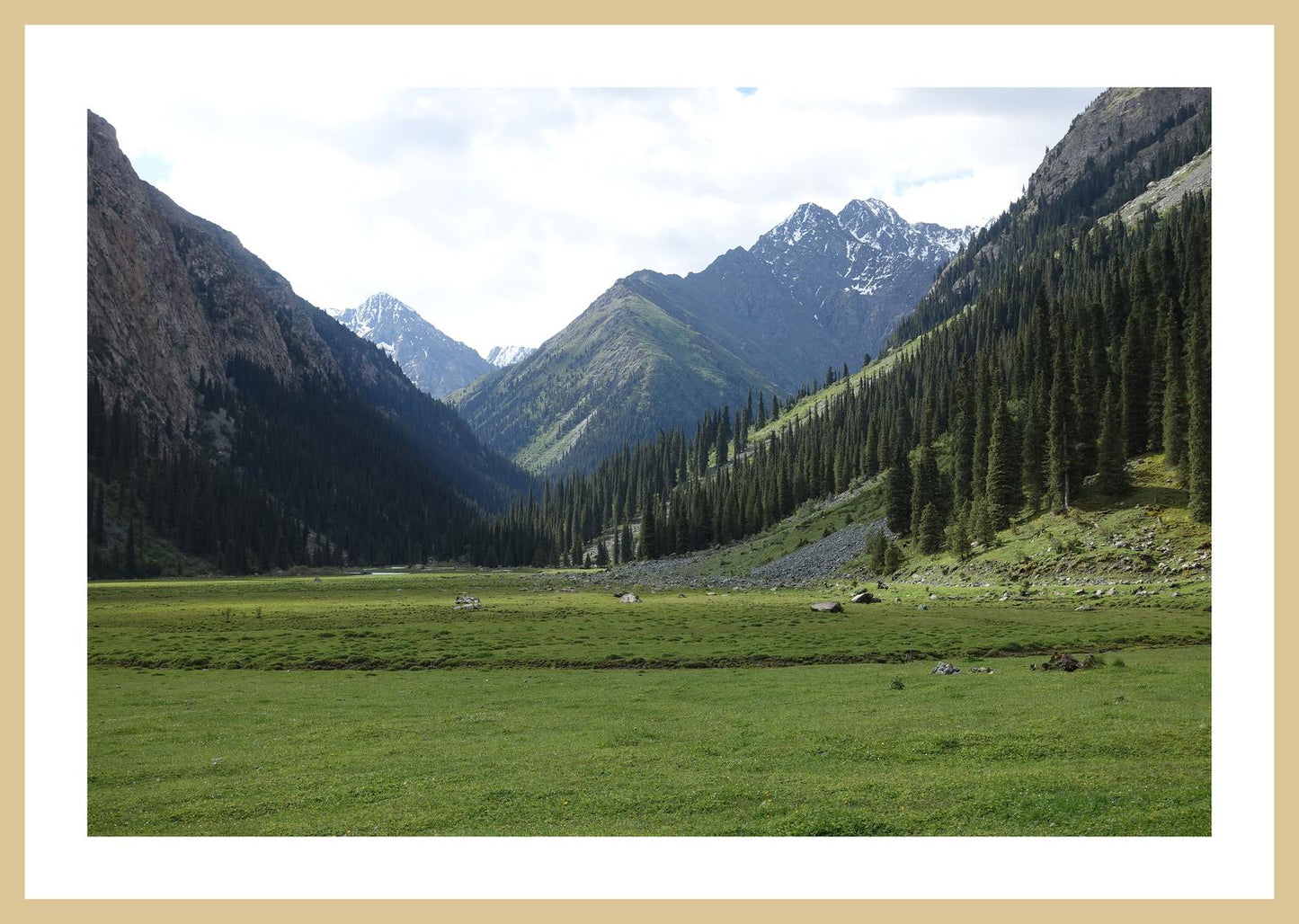 Karakol Valley and the mountains beyond (Issyk-Kul, June 2018) Framed Art Print