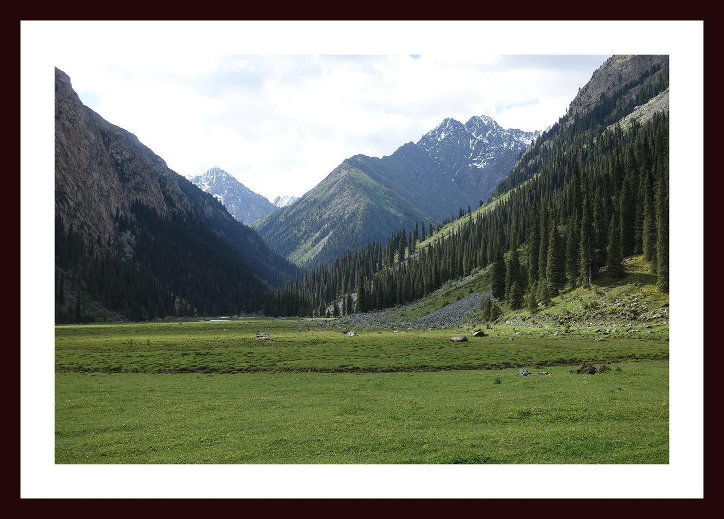 Karakol Valley and the mountains beyond (Issyk-Kul, June 2018) Framed Art Print