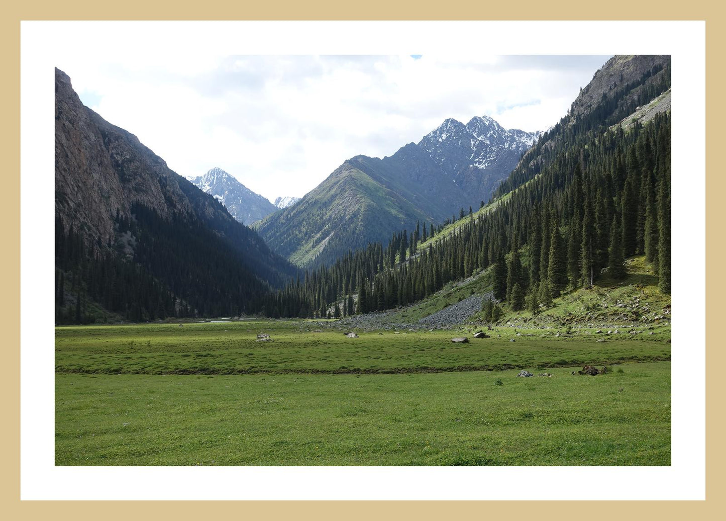 Karakol Valley and the mountains beyond (Issyk-Kul, June 2018) Framed Art Print