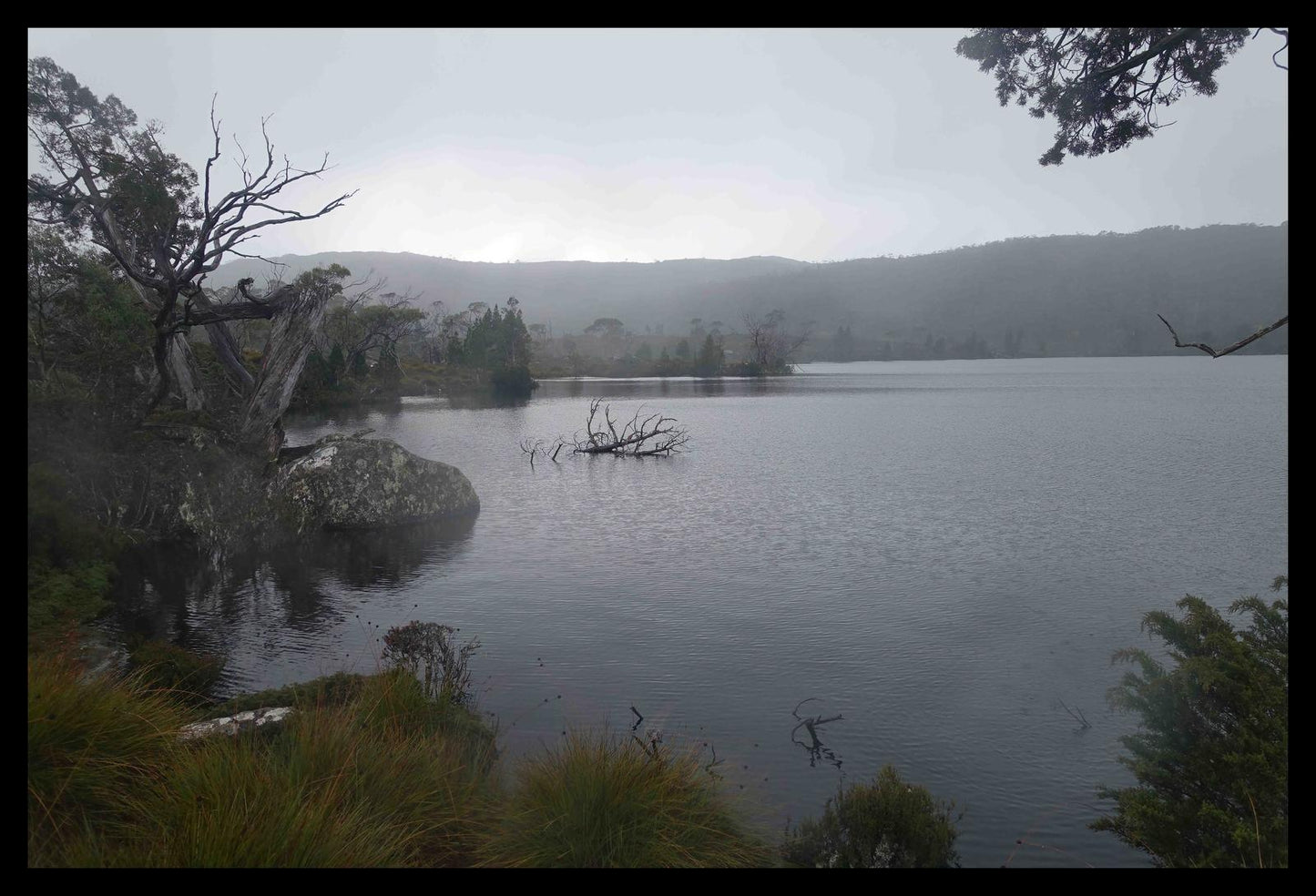 Lake Windermere on a cold, dark day (May 2019) Framed Art Print