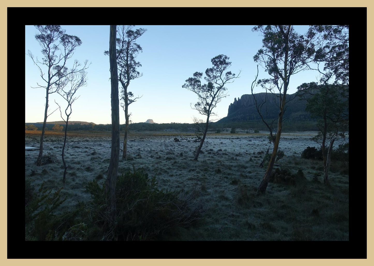 Mount Oakleigh at dawn (Tasmania, May 2019) Framed Art Print