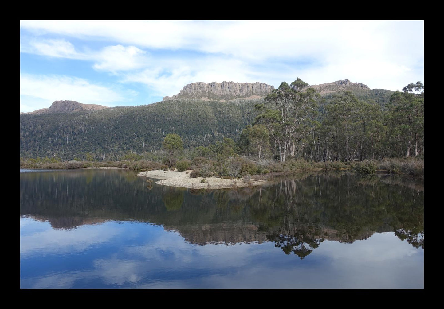 Lake St Claire and Mount Olympus (Tasmania, May 2019) Framed Art Print